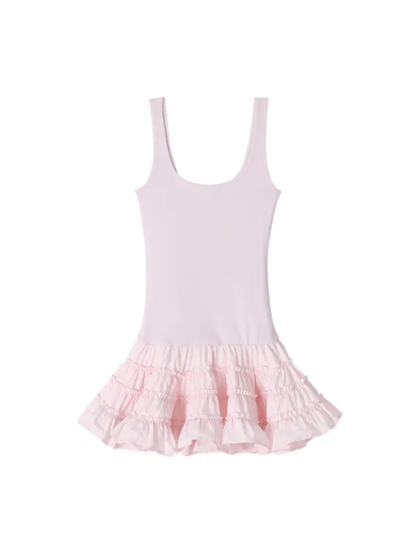 FRILL TIERED DRESS_PINK