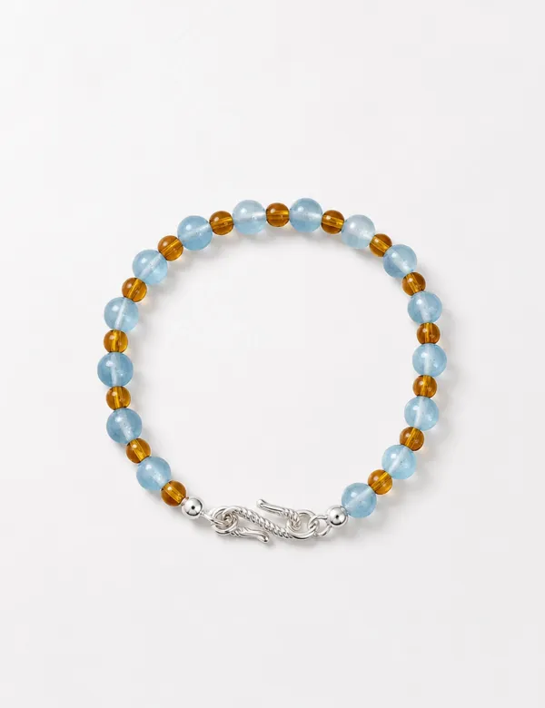 Sky Jade & Brown Bead Bracelet