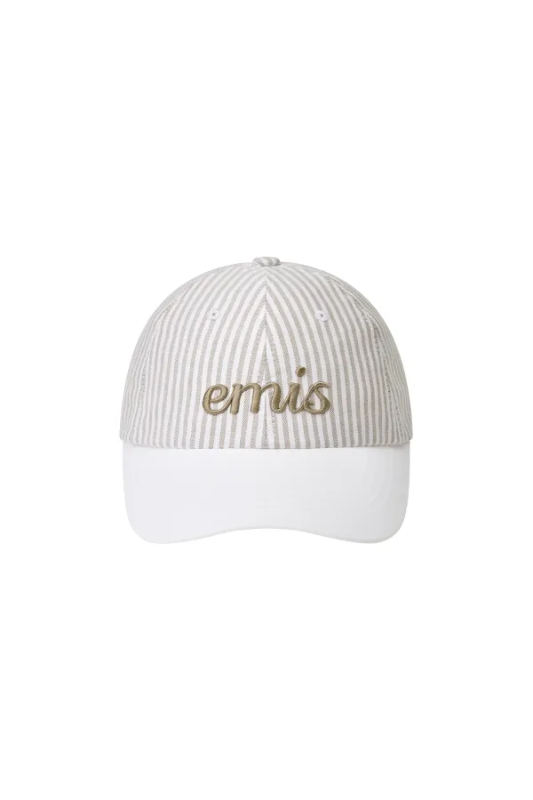 STRIPE BALL CAP-BEIGE