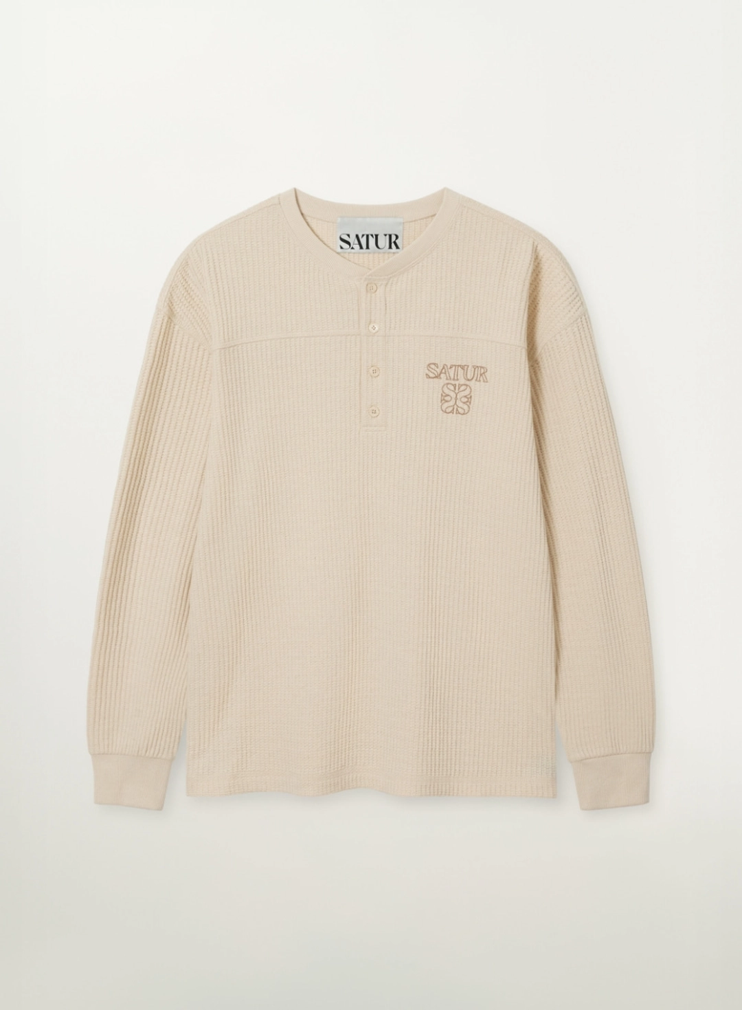 세터 Stitch Waffle Henley Neck Long Sleeve - Cream 상품 이미지 1