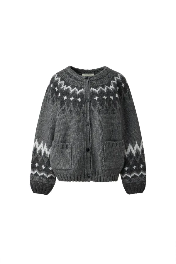 NORDIC HEAVY CARDIGAN [CHARCOAL]
