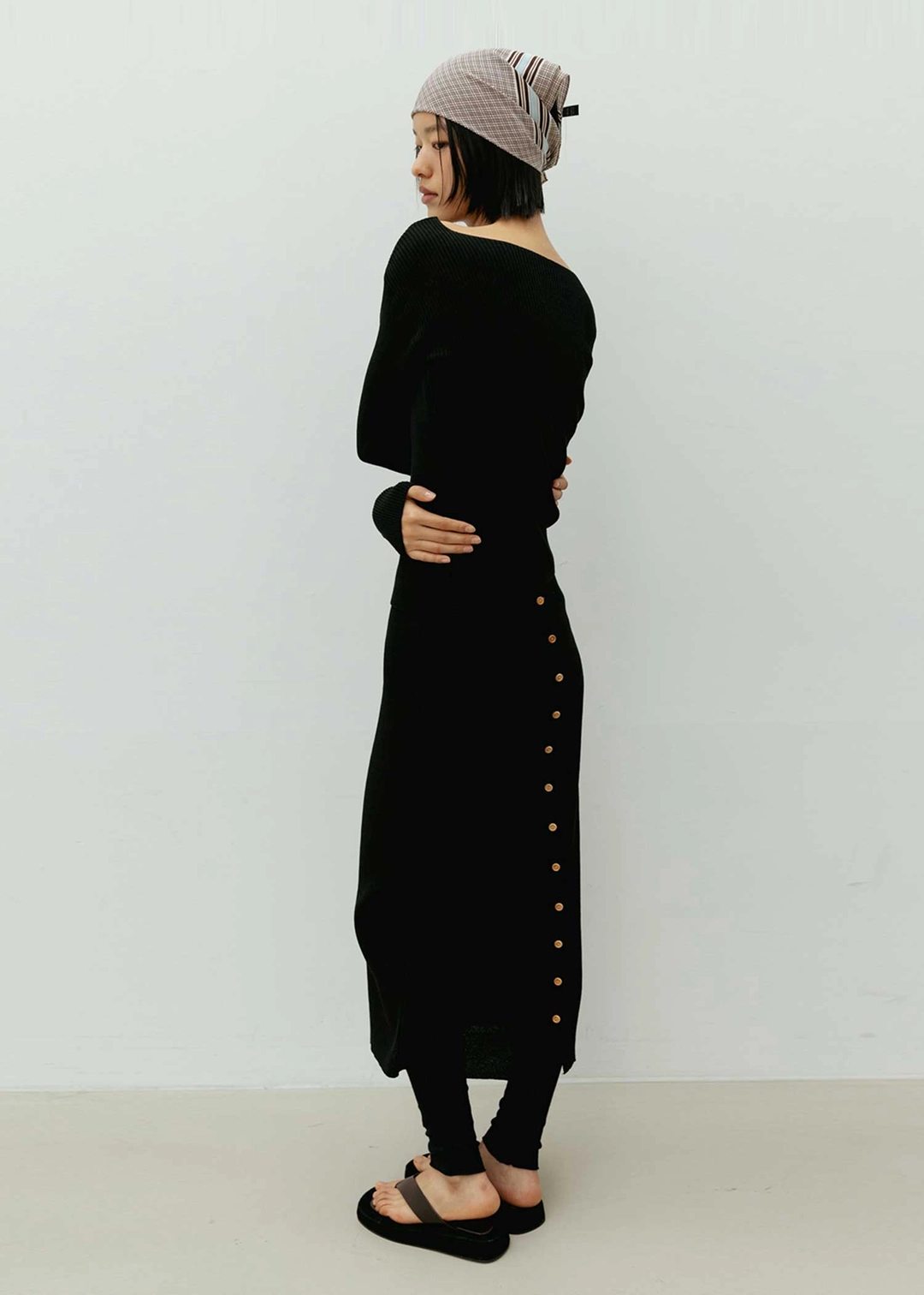 더라이 Button Knit Skirt(Black) 상품 이미지 2