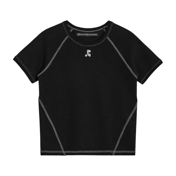 WAFFLE RAGLAN T-SHIRT - BLACK