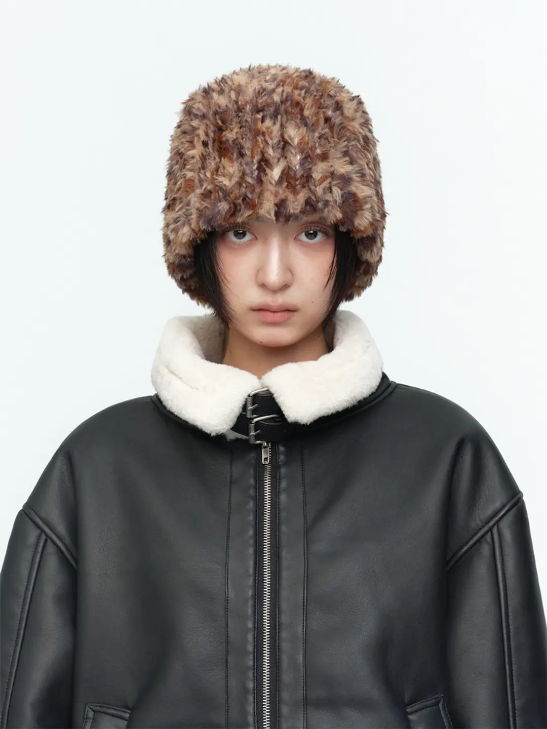 밀로 우먼 Fur Knit Bucket Hat [Fade Brown] 상품 이미지 1