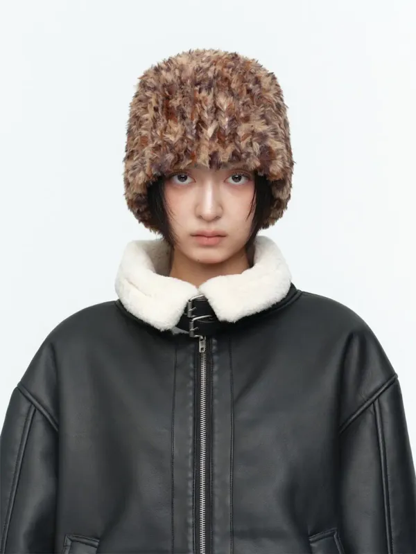 Fur Knit Bucket Hat [Fade Brown]