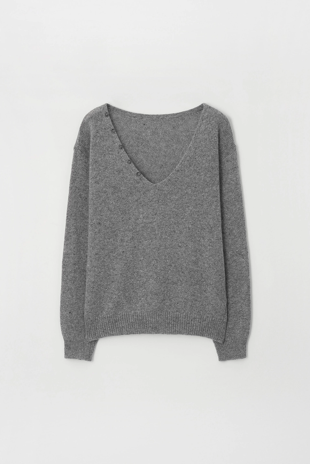 브렌다 브렌든 button deep v neck knit - grey 상품 이미지 2