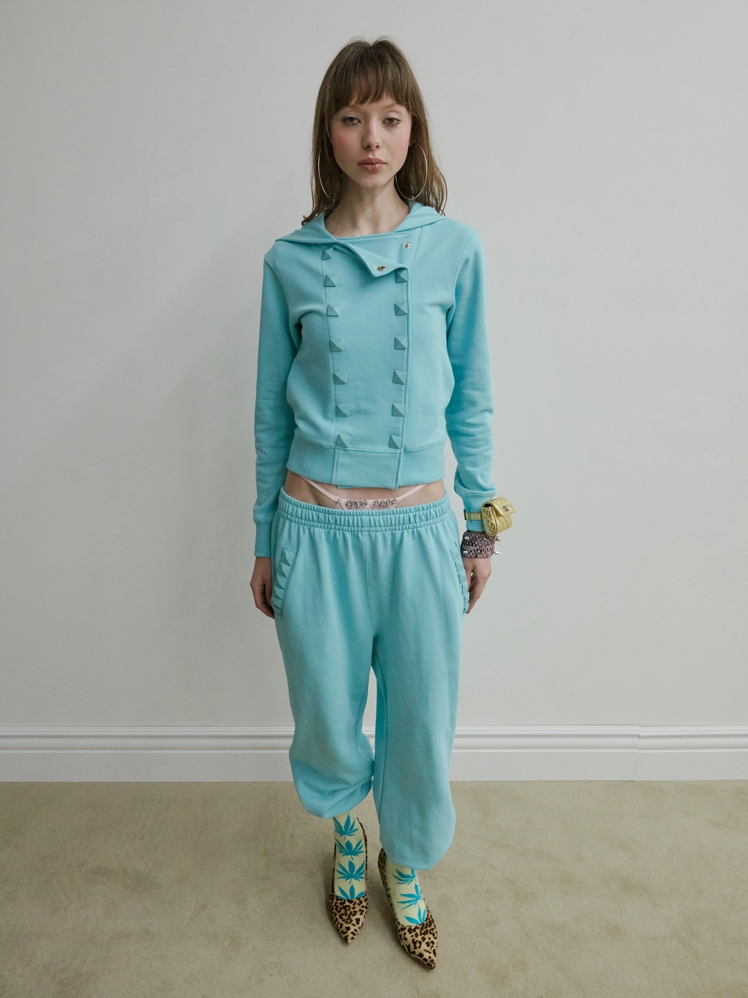 스컬프터 Napoleon Stud Hoodie Acid Blue 상품 이미지 2