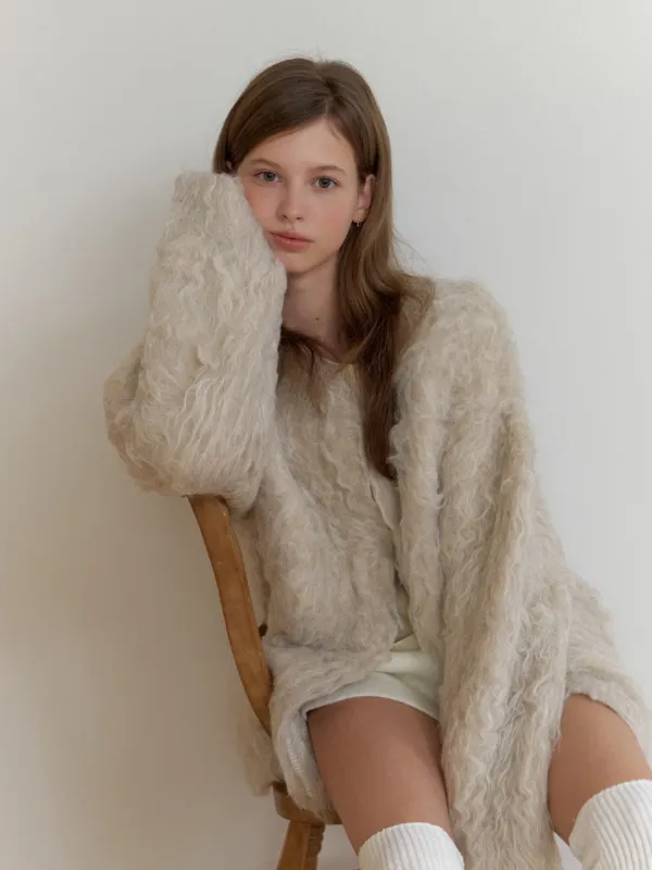Bluff fur cardigan (beige)