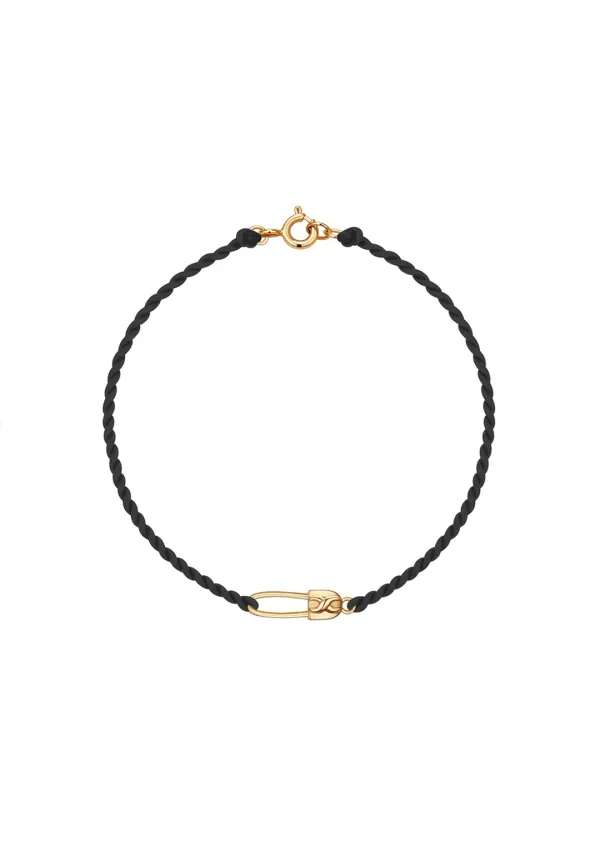 [G] Safety Pin Silk Bracelet_Black