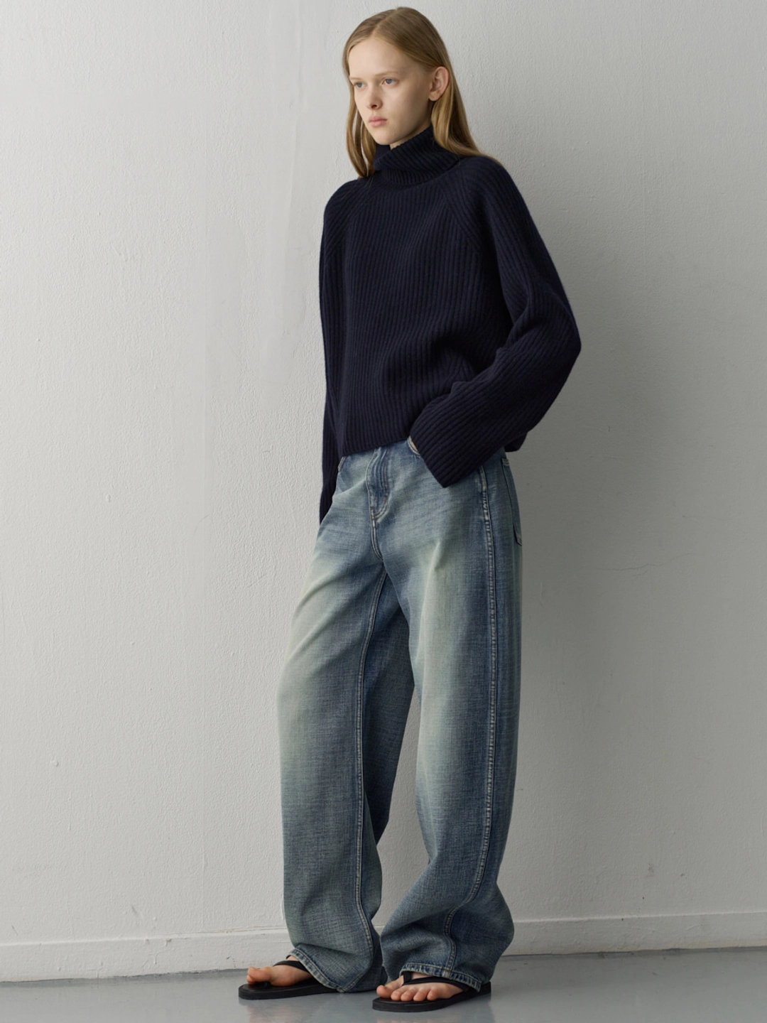 파사드패턴 벨티드 라운드 데님_brushed indigo 상품 이미지 2