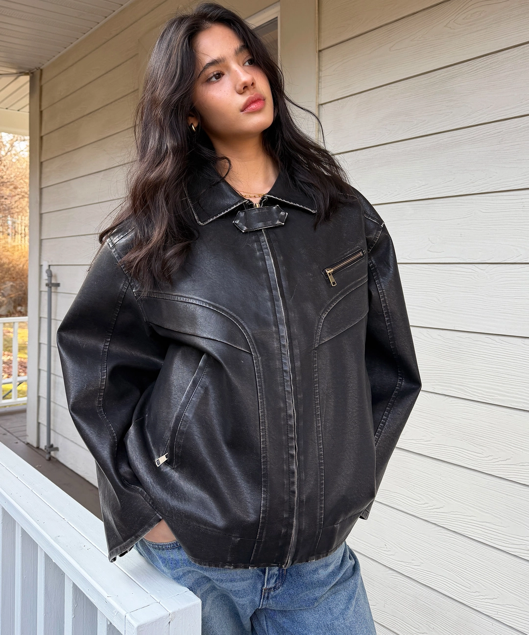 비터셀즈 Vintage Washing Leather Jacket-Black 상품 이미지 2