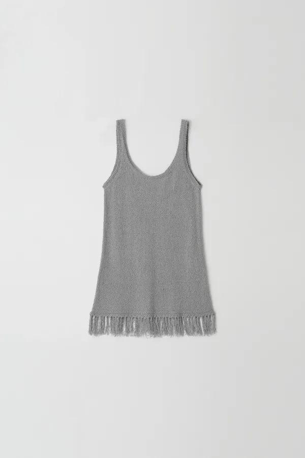 Fringe Knit Dress (gray)
