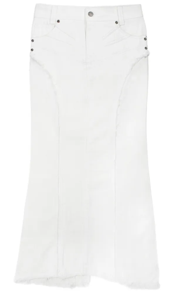 Washed denim skirt (White)