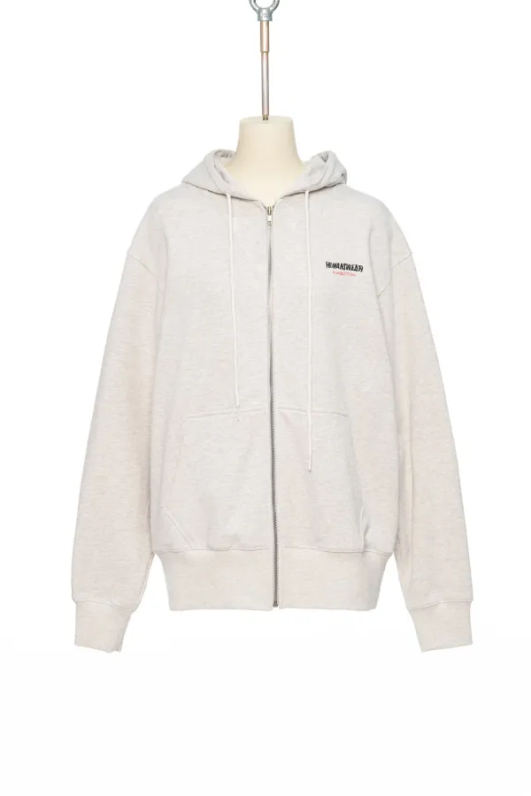 FW25 LIGHT GRAY PANELED ZIP UP HOODIE