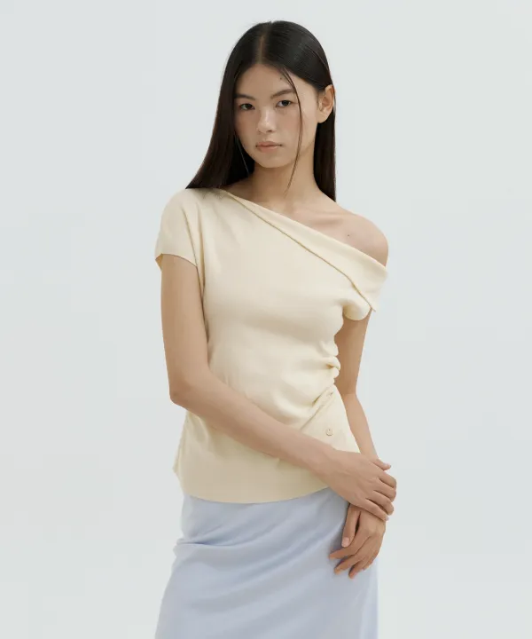 [당일 배송] Shirring drop sleeveless knit (soft yellow)