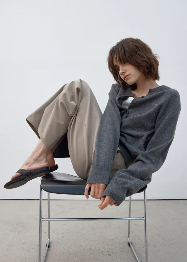 [16차] Wool round cardigan  (charcoal)