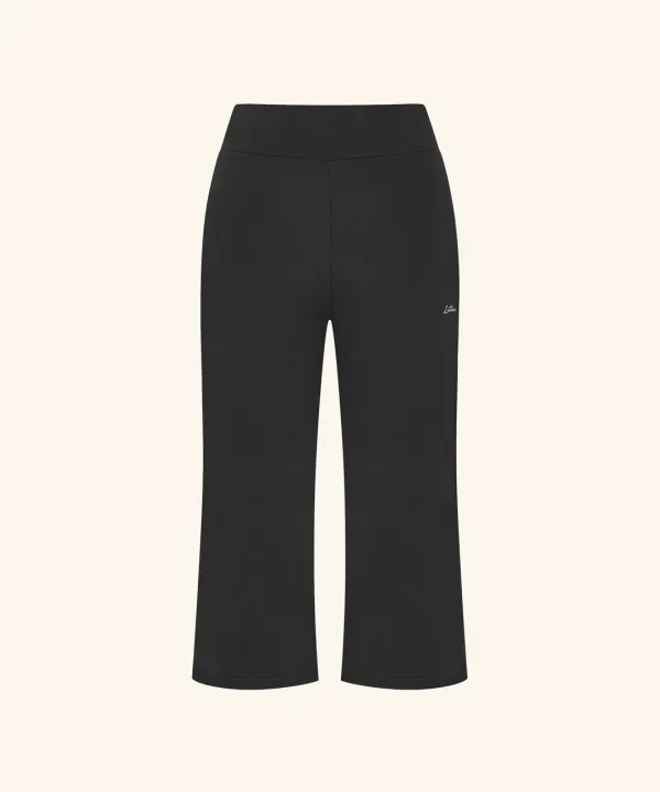 Letters Button Capri Leggings (Charcoal)