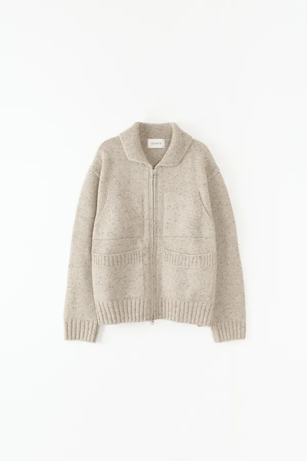 4pockets zip-up knit cardigan (Beige)