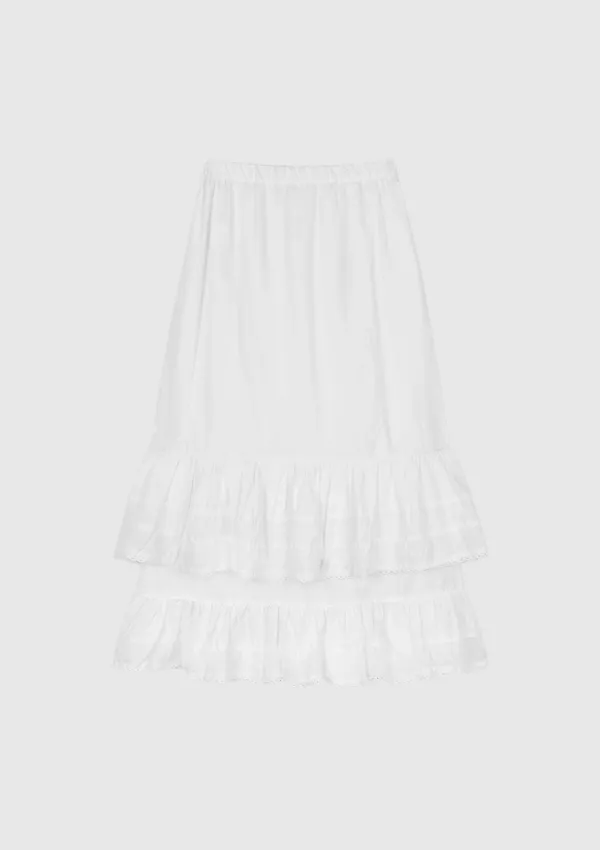 Linen frill skirt Ivory