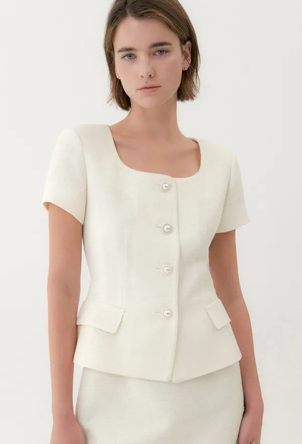 Bonnie Short-Sleeve Jacket (Ivory)