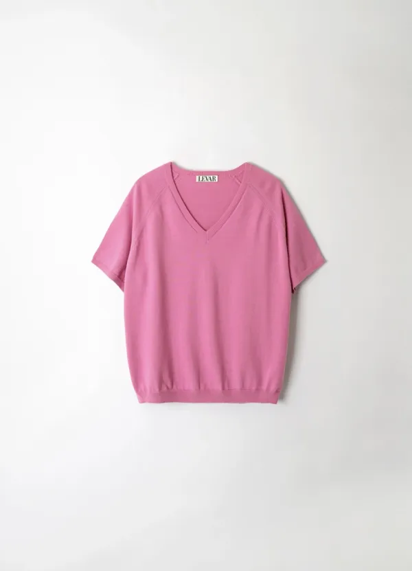 Fresh Cotton V-Neck Knit - BubbleGum Pink