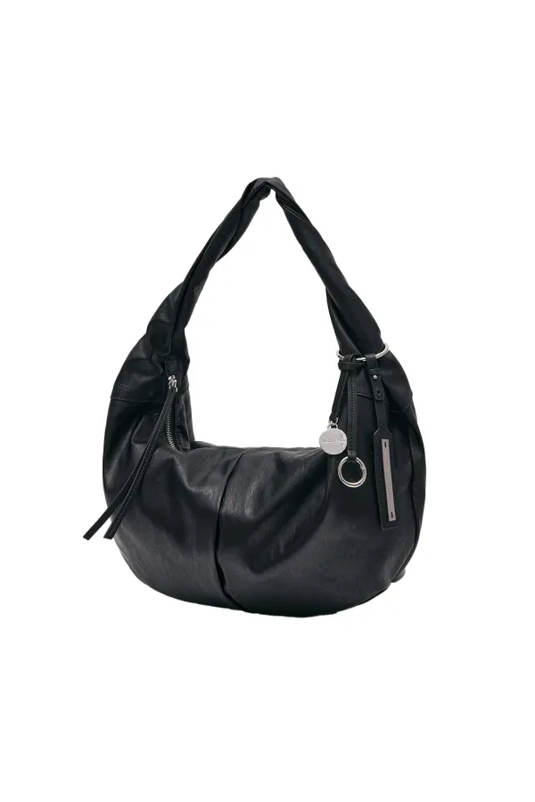 TWIST HANDLE SMALL HOBO BAG IN BLACK