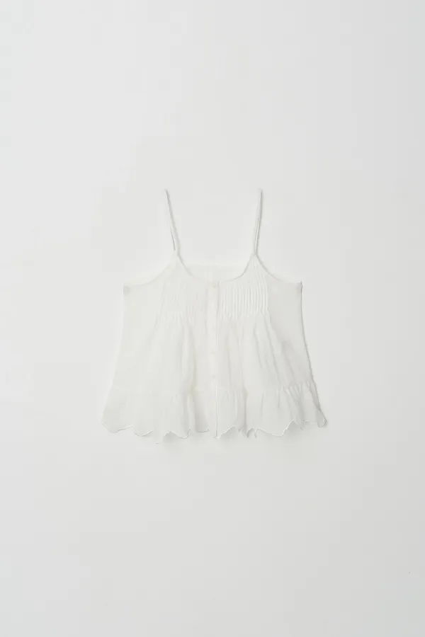 Pleated Embroidered Bustier (Ivory)