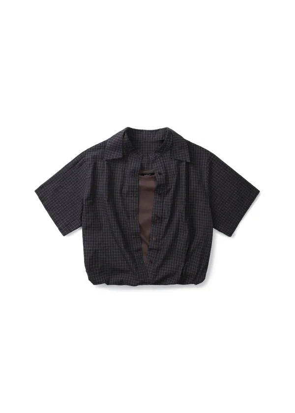 MULTI-WAY DUAL CHECK SHIRT (BROWN)