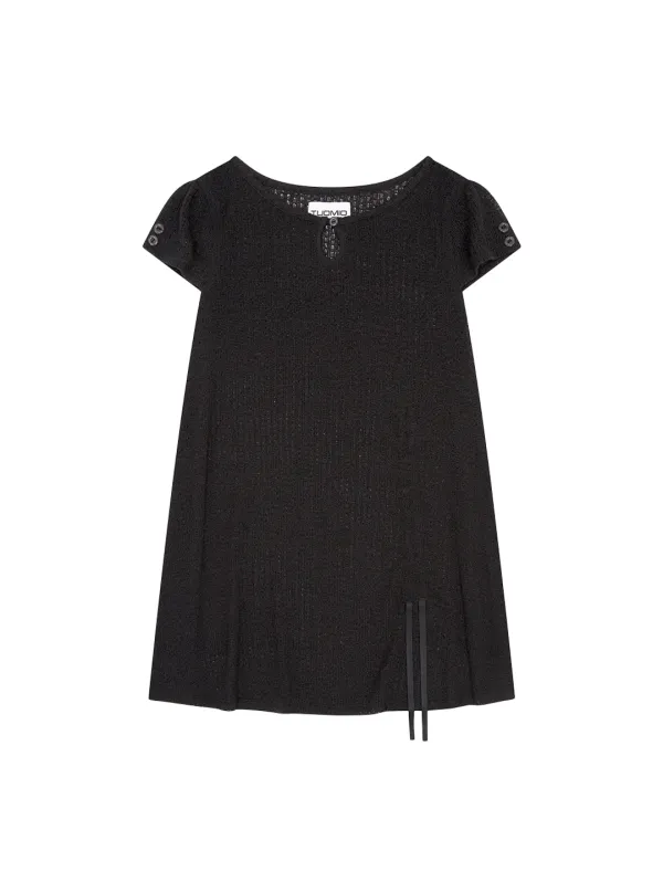 CROCHET MINI DRESS [BLACK]