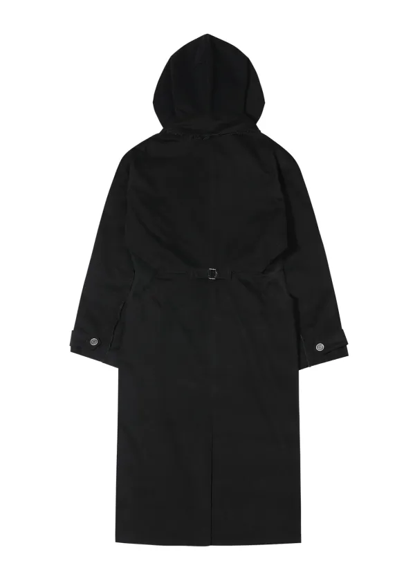 CUT OUT HOODIE TRENCH COAT, BLACK