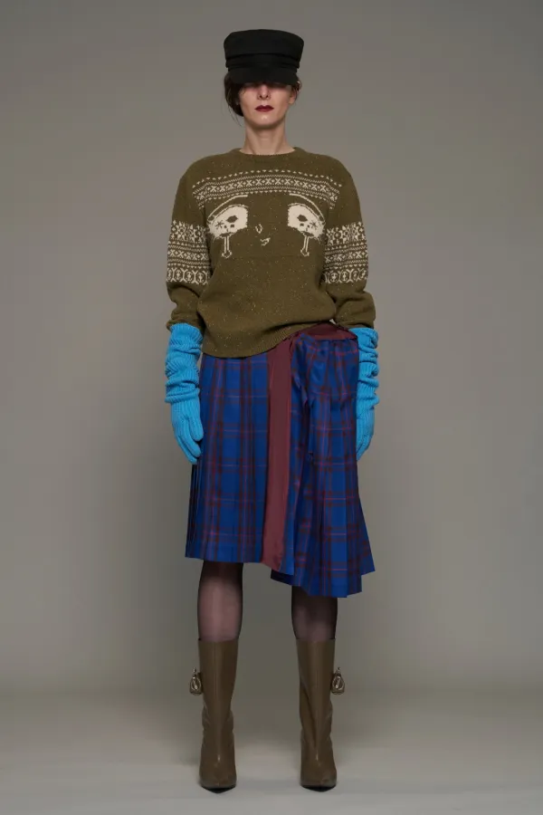 FW26 KHAKI CRYING GIRL NORDIC KNIT TOP