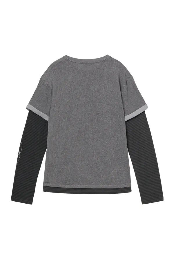 LAYERED VINTAGE LONG SLEEVE IN CHARCOAL