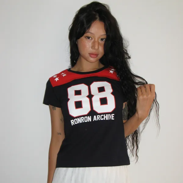 SPORTY 88 STAR SHORT T SHIRT NAVY