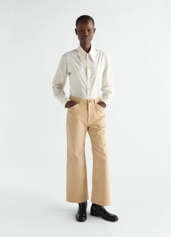 FLARED FIVE-POCKET PANTS IN HEAVY GARMENT-DYED BROKEN TWILL