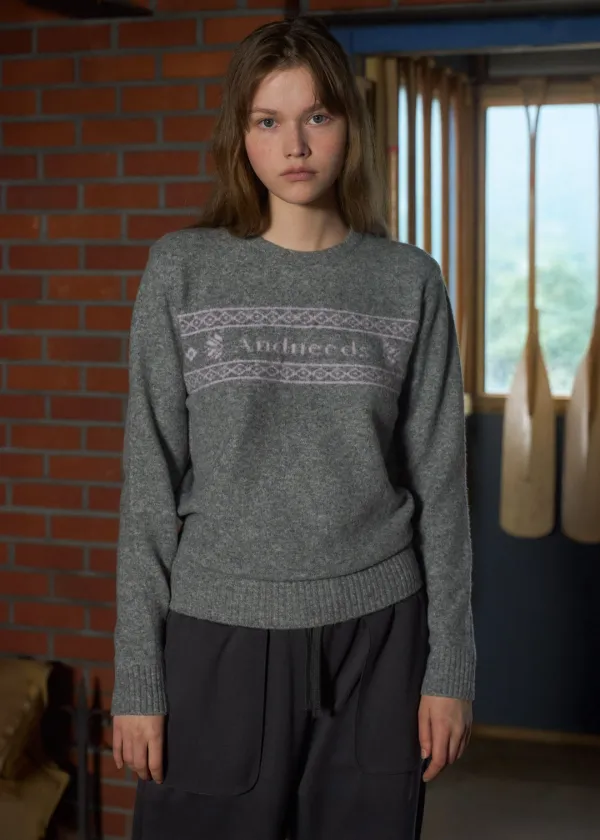 Naomi logo jacquard knit (charoal gray)