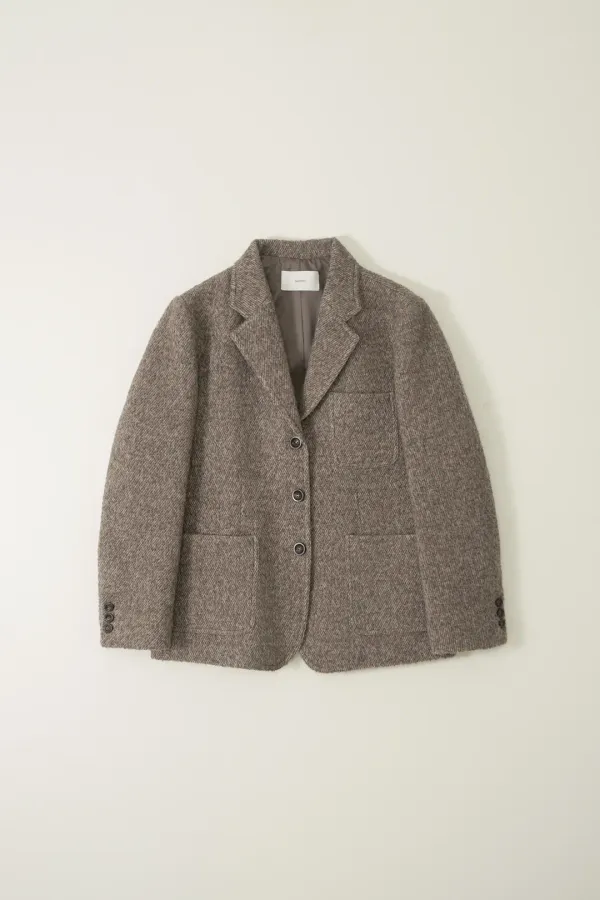 NOISETTE WOOL SINGLE JACKET_LIGHT BROWN