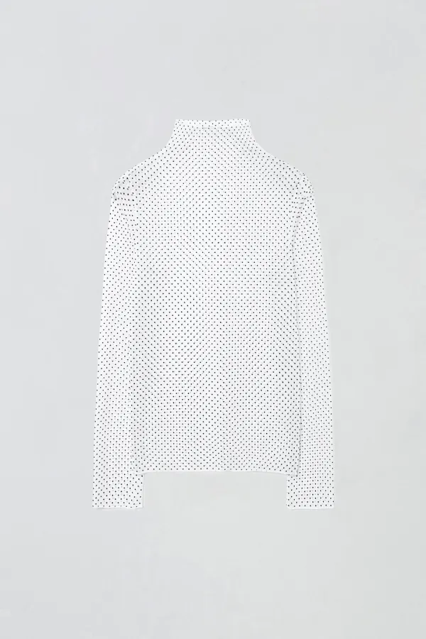 [1차 리오더] DOT MESH TURTLE NECK TOP_WHITE