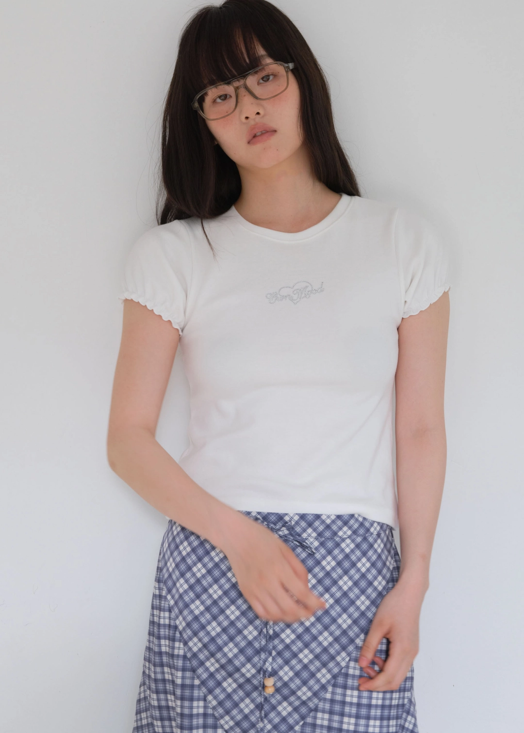 온무드 CUBIC POINT PUFF T-SHIRT - WHITE 상품 이미지 2