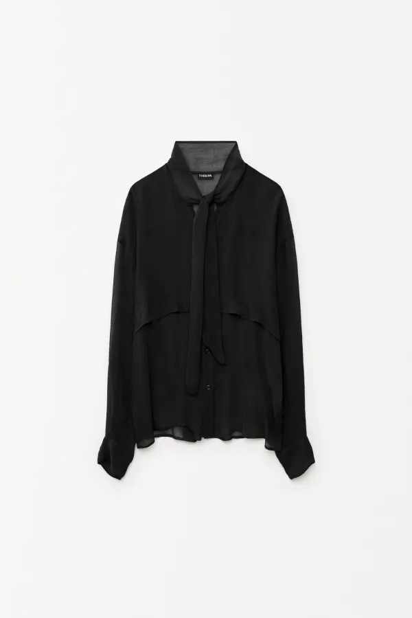 Legacy Sheer Tie Blouse black
