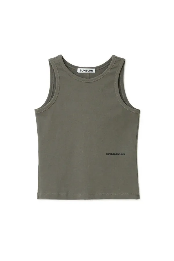 BACK DETAIL SLEEVELESS TOP, KHAKI