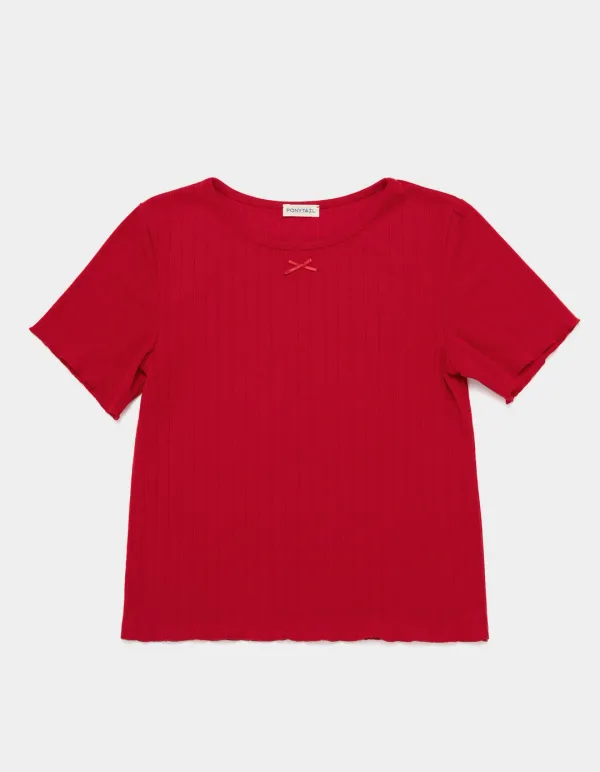 Judy Pointelle Tee (Red)