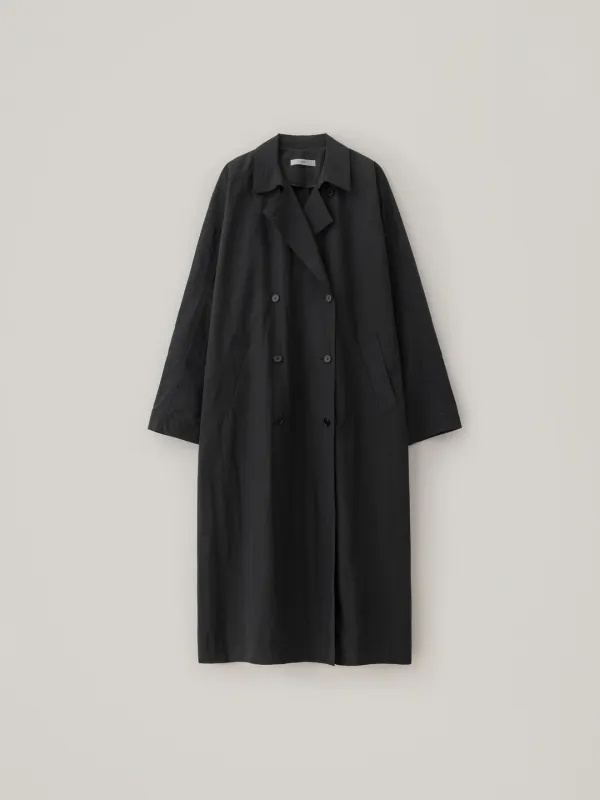 [10.2 예약 배송] Noel Double Trench Coat - Black