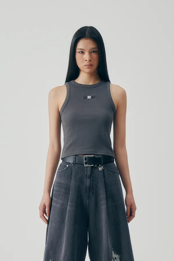 Metal Logo Point Basic Sleeveless [ Gray ]