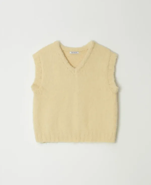 Brushed Knit Vest_BUTTER CREAM
