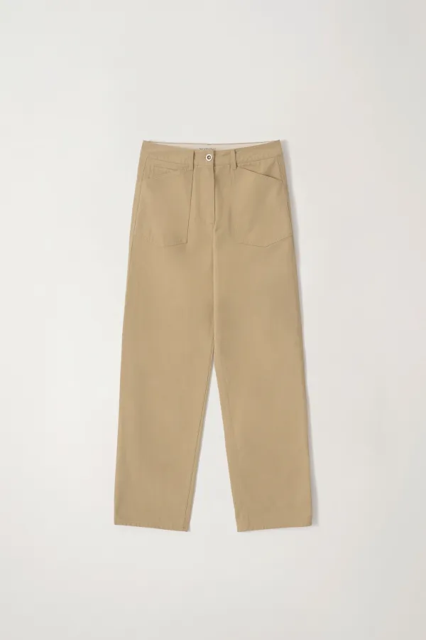 Pet selvage straight pants (Beige)
