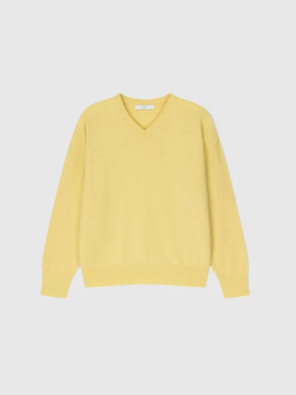 Kira Cashmere V-Neck Knit (Lemon)