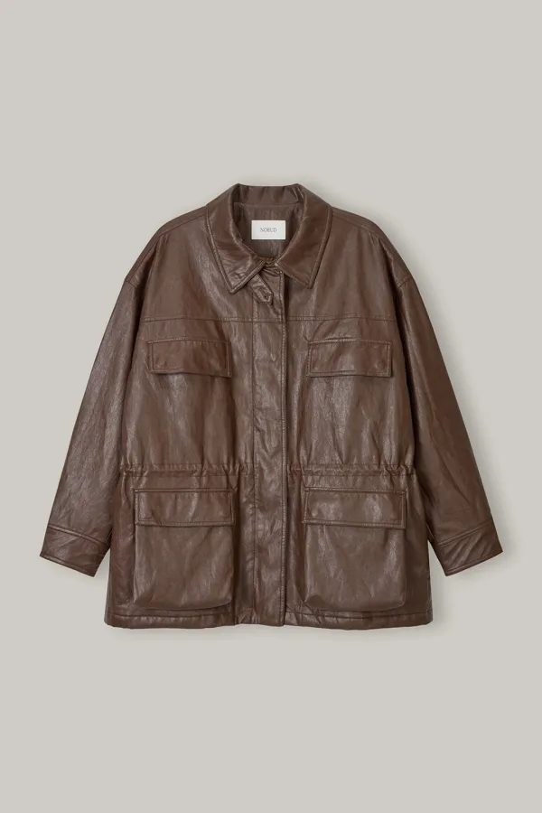 JK012 Archive Leather Safari Jacket (Brown)