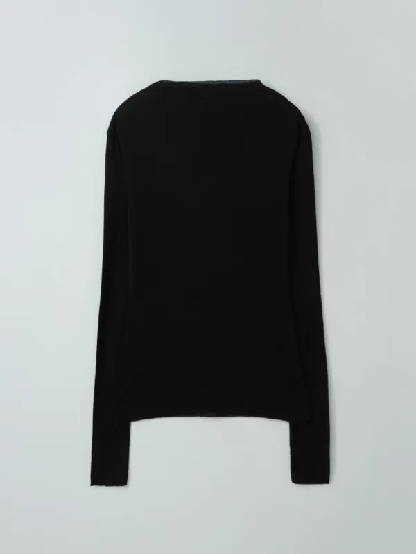 2nd /Wool Mock Neck Long-Sleeve T-Shirt (black)