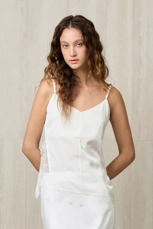ASYMMETRIC LACE TOP WHITE