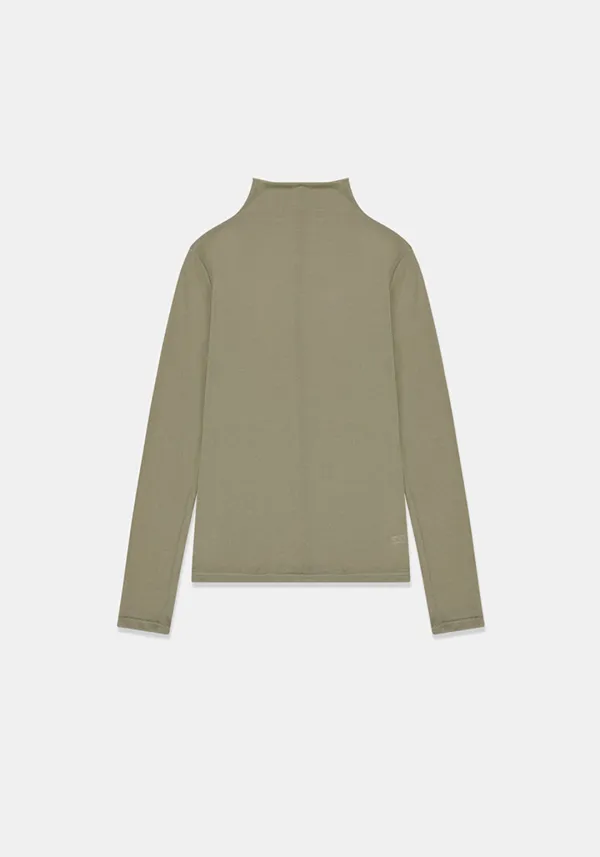 Sheer mok neck tee (Khaki)